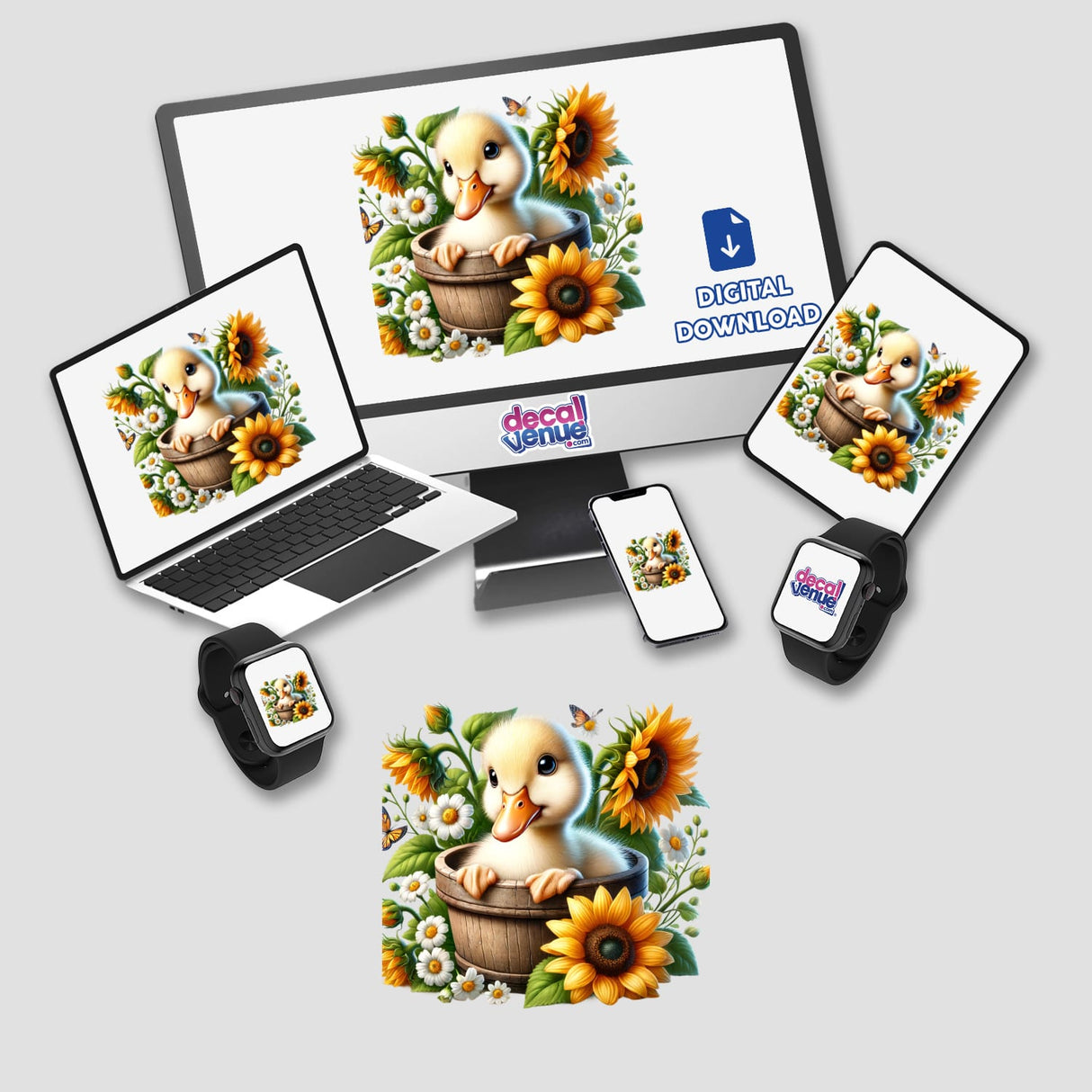 Duck Peeking Out of Flower Pot