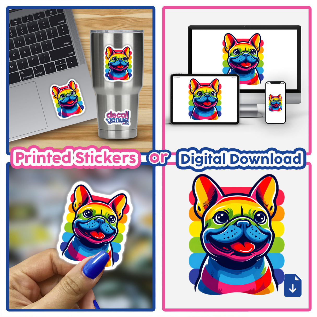 French Bulldog Colorful Rainbow Pride