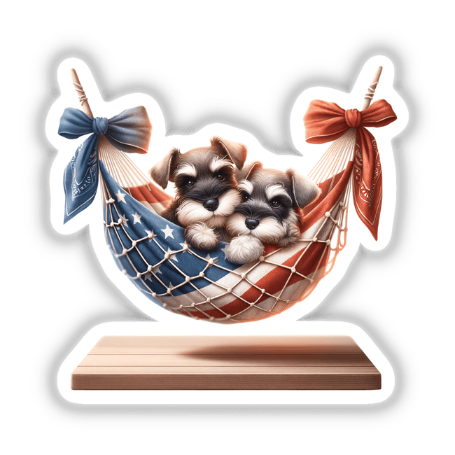Cute Schnauzer Dogs in USA Flag Bandana Hammock