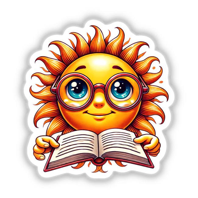 Sun With Reading Glasses Open Book