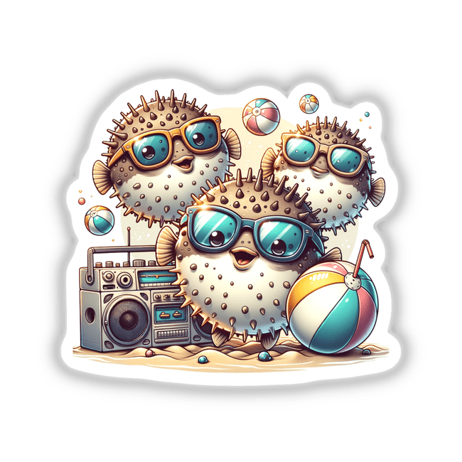 Puffer Fish Beach Party Sunglasses Boombox
