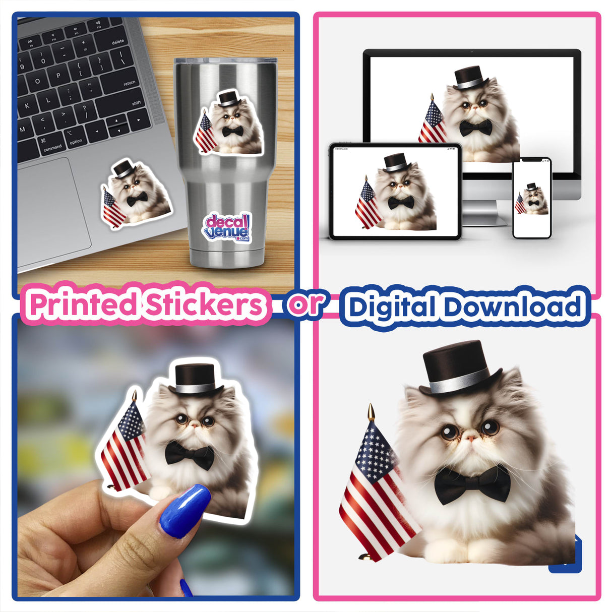 Patriotic Persian Cat American Flag
