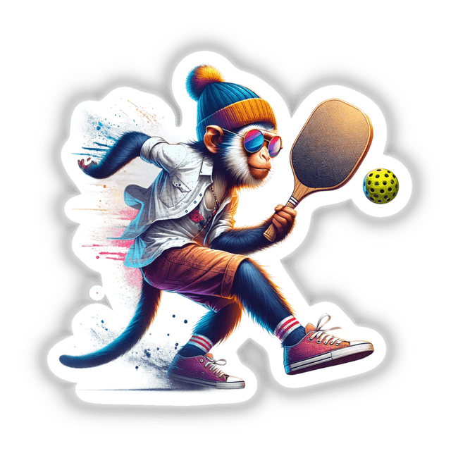 Trendy Monkey Playing Pickleball