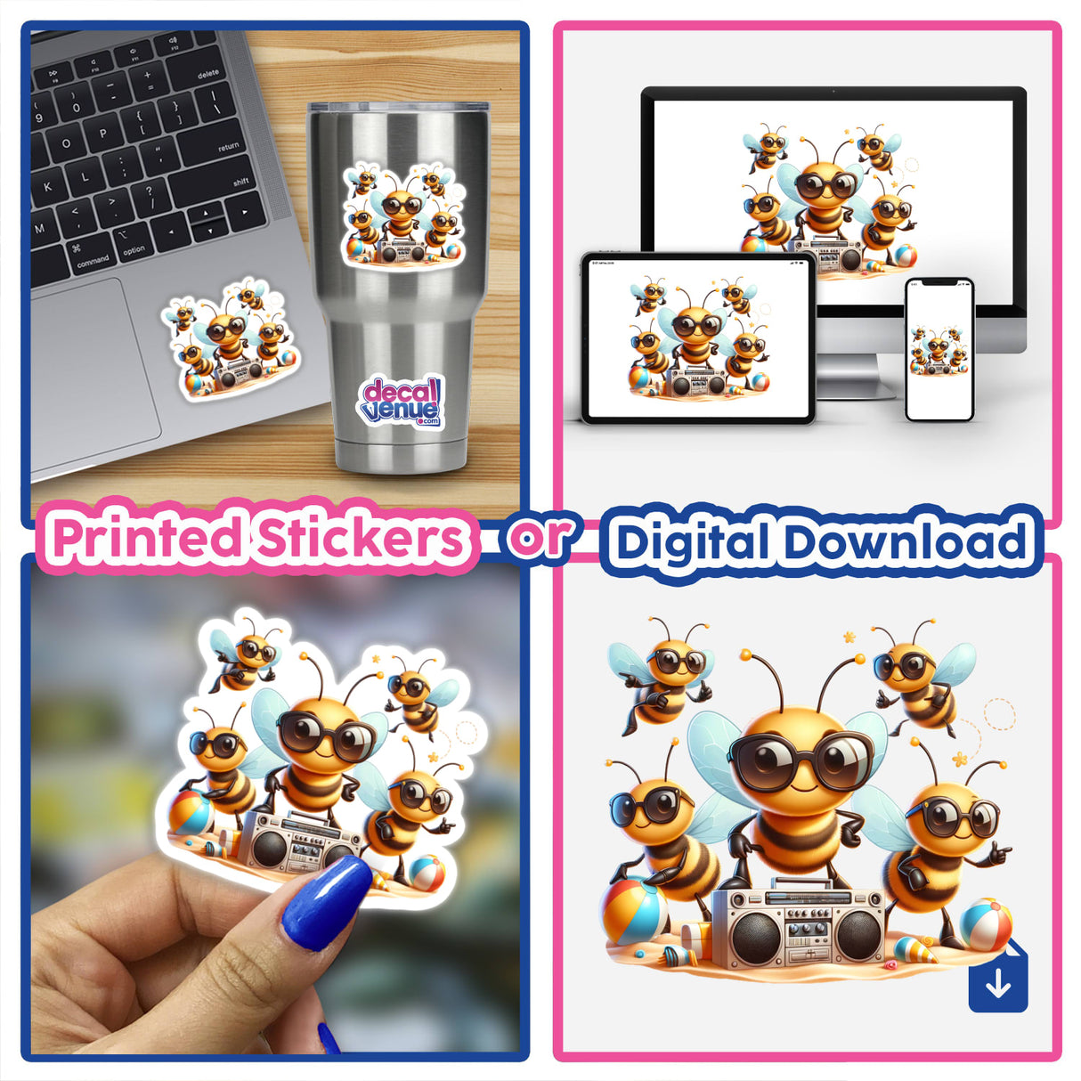 Honey Bee Beach Party Sunglasses Boombox