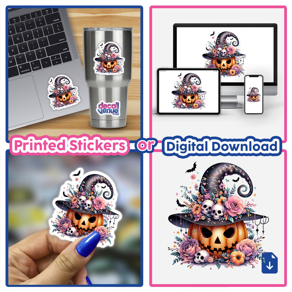 Witch Pumpkin Adorned in Pastel Florals