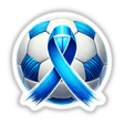 Soccer Ball Blue Ribbon sticker or digital artwork, featuring a football adorned with a prominent blue ribbon. Perfect for fans and collectors seeking unique, visually appealing soccer-themed decor.