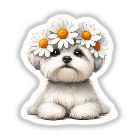 Resting Maltese Dog Daisy Headband