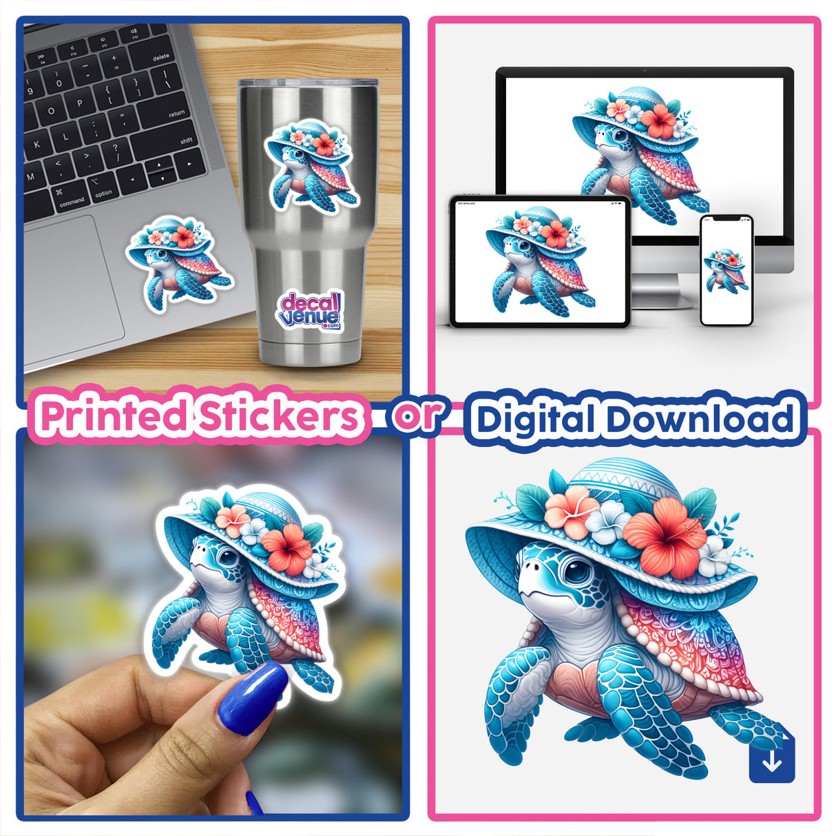 Sea Turtle in Summer Beach Hibiscus Hat