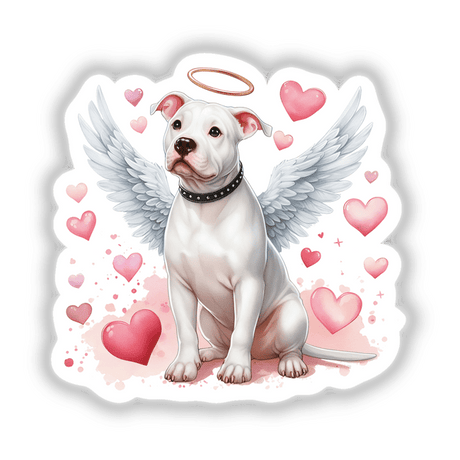 White Pitbull Angel Dog Hearts