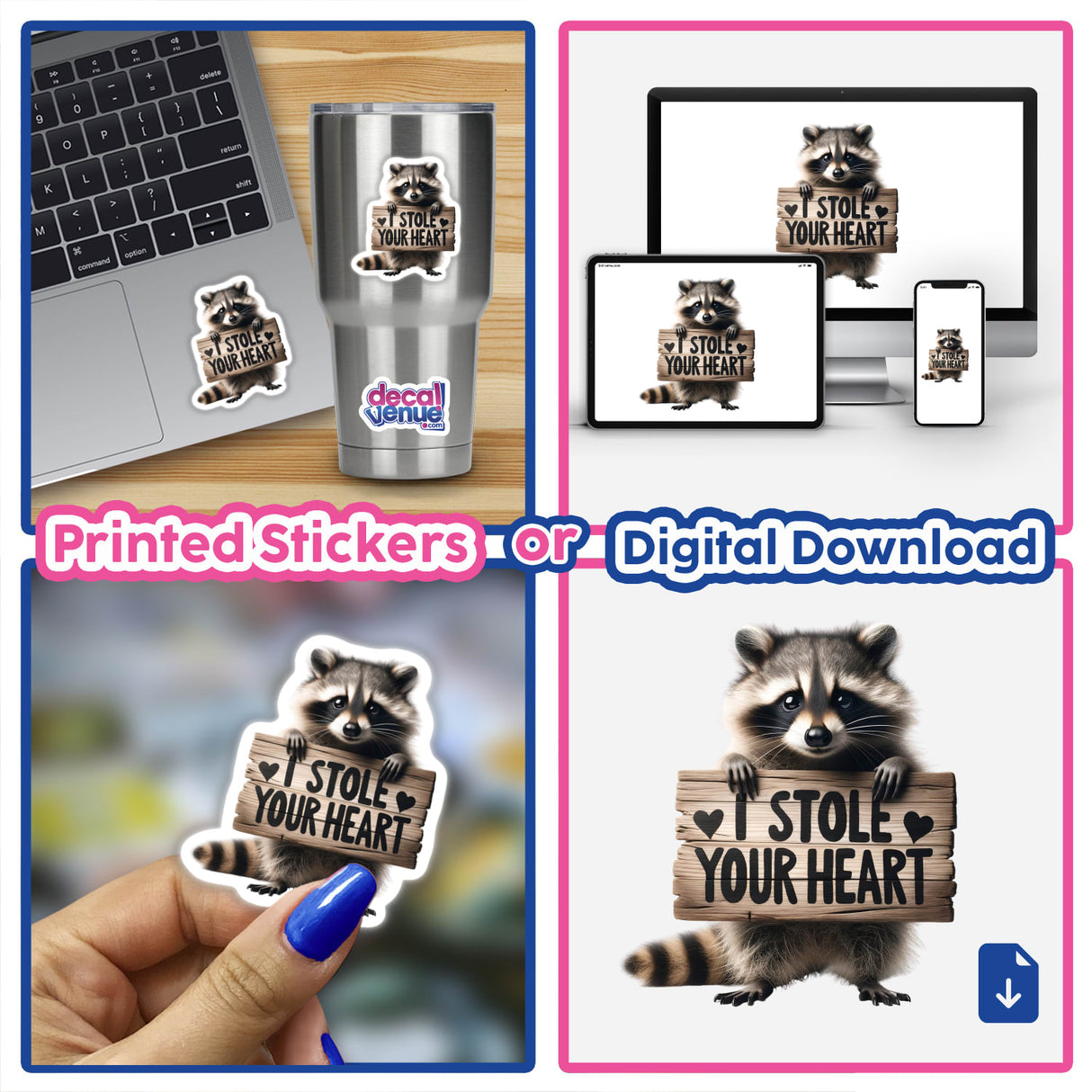 Raccoon Holding Sign - I Stole Your Heart