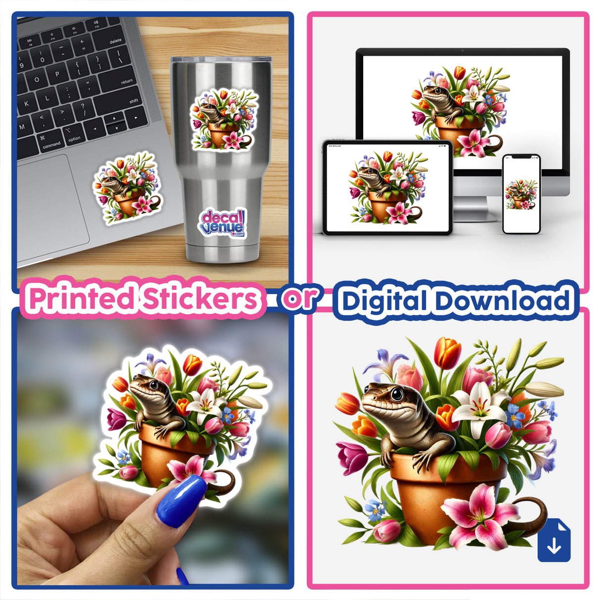 Lizard Peeking Out of Flower Pot