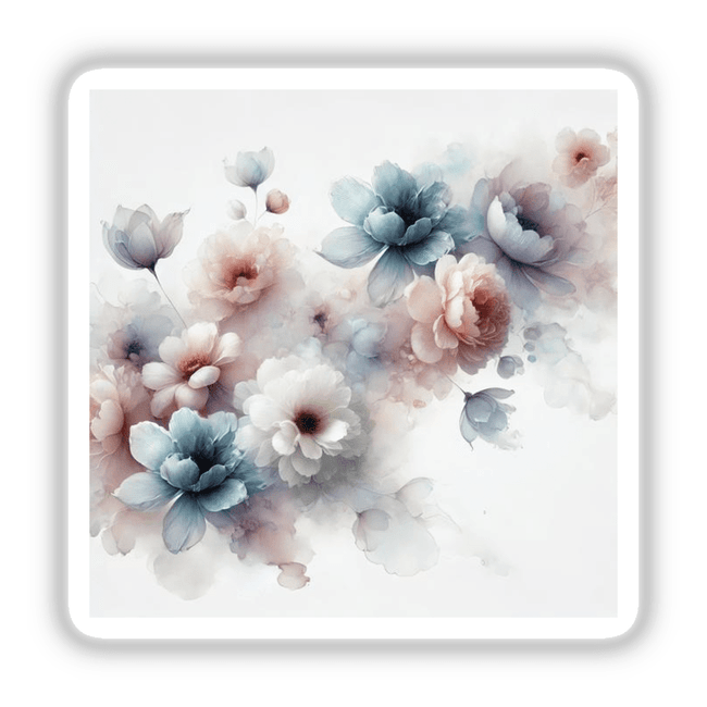 Ethereal Blossoms - Floating Floral Watercolors close-up, showcasing delicate flowers, available as stickers or digital artwork from Decal Venue.