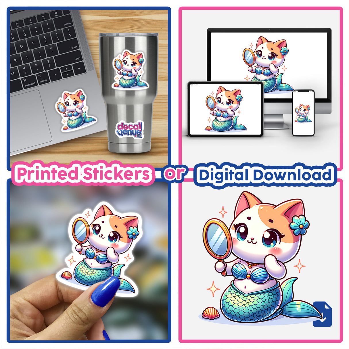 Mermaid Cat Wearing Seashell Bra