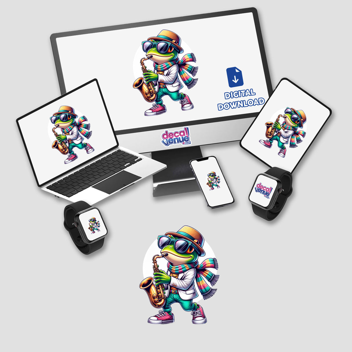 Stylish Frog Playing the Saxoaphone