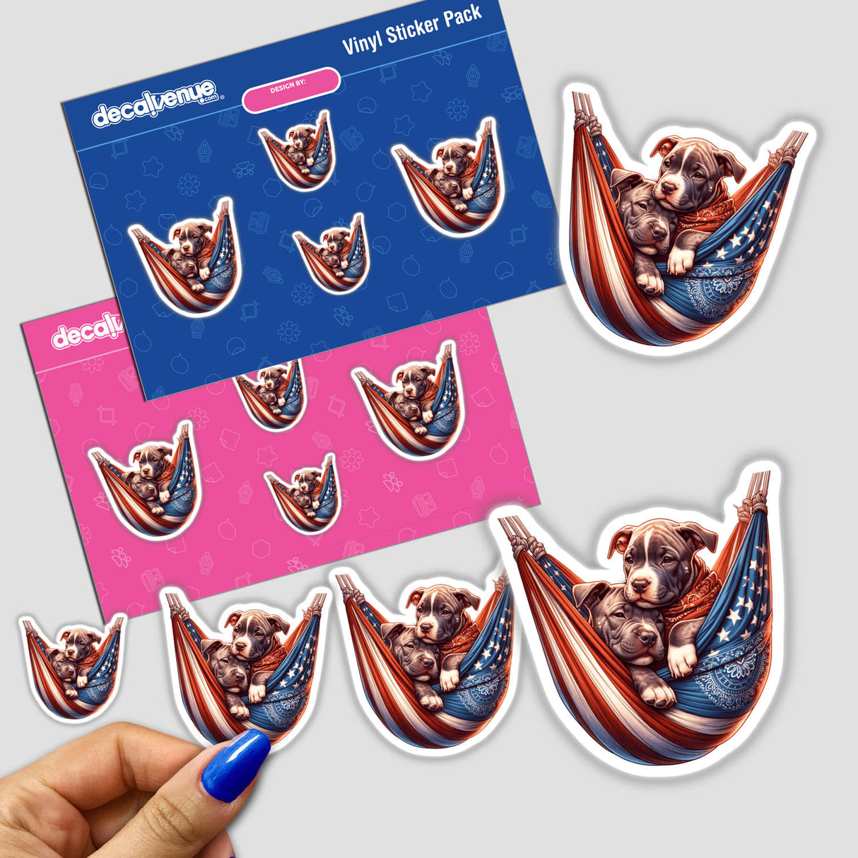 Pitbull Dogs in American Flag Bandana Hammock