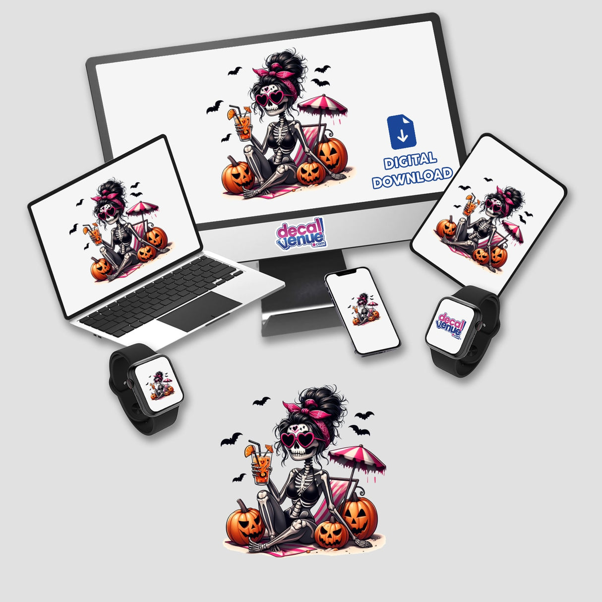 Halloween Spooky Skeleton Beach Girl III