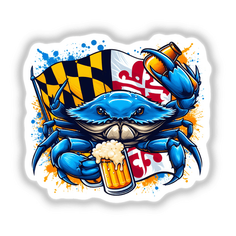 Maryland Flag w/ Blue Crab and Beer