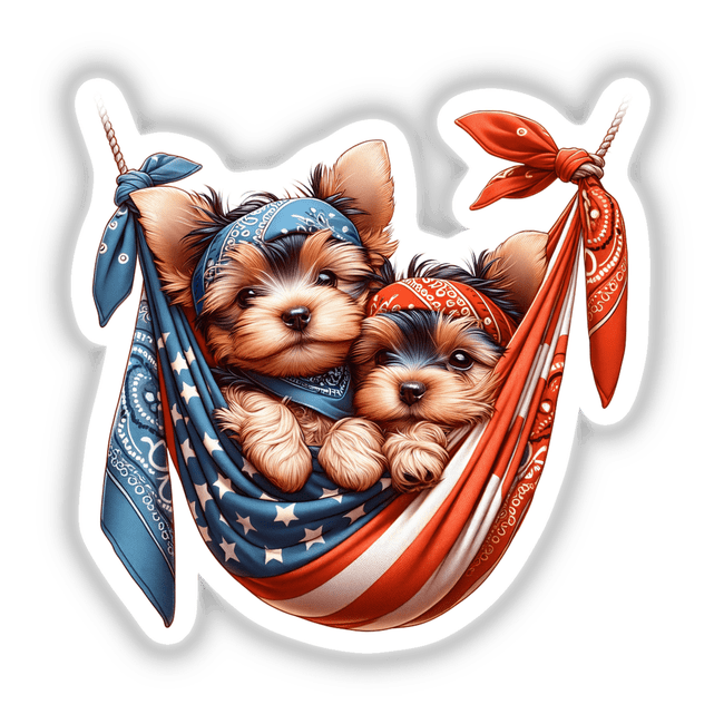 Cute Yorkie Dog Puppies in Bandana Hammock