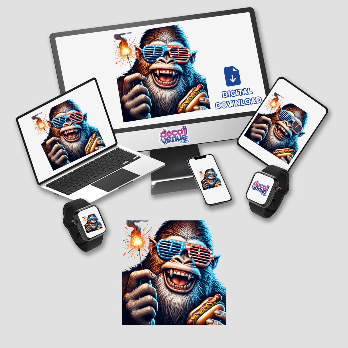 Sasquatch Patriotic Sunglasses with Sparkler