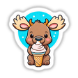 Cute moose eating ice cream