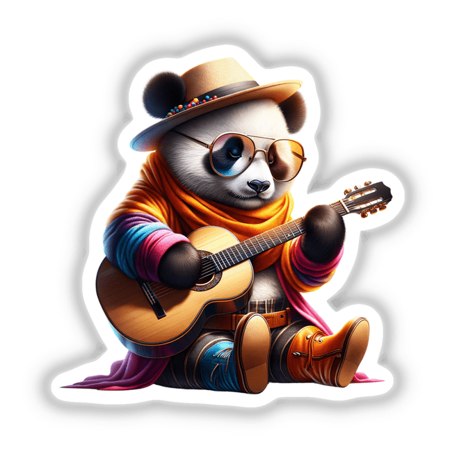 Hipster Panda Strumming Guitar