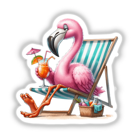 Watercolor Pink Beach Flamingo Bird