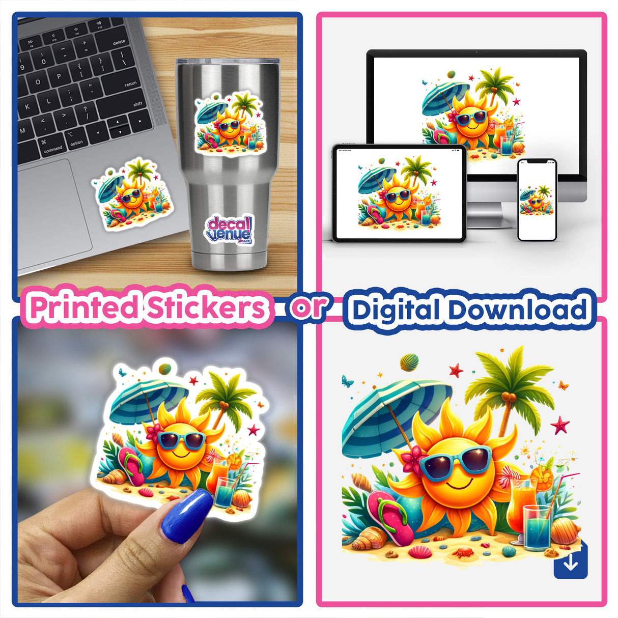 Vibrant Summer Beach Theme Sun