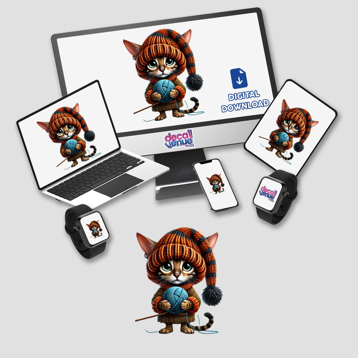 Bengal Cat Gnome Holding Ball of Yarn