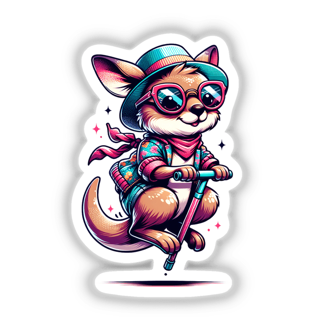 Stylish Kangaroo Jumping on Pogo Stick