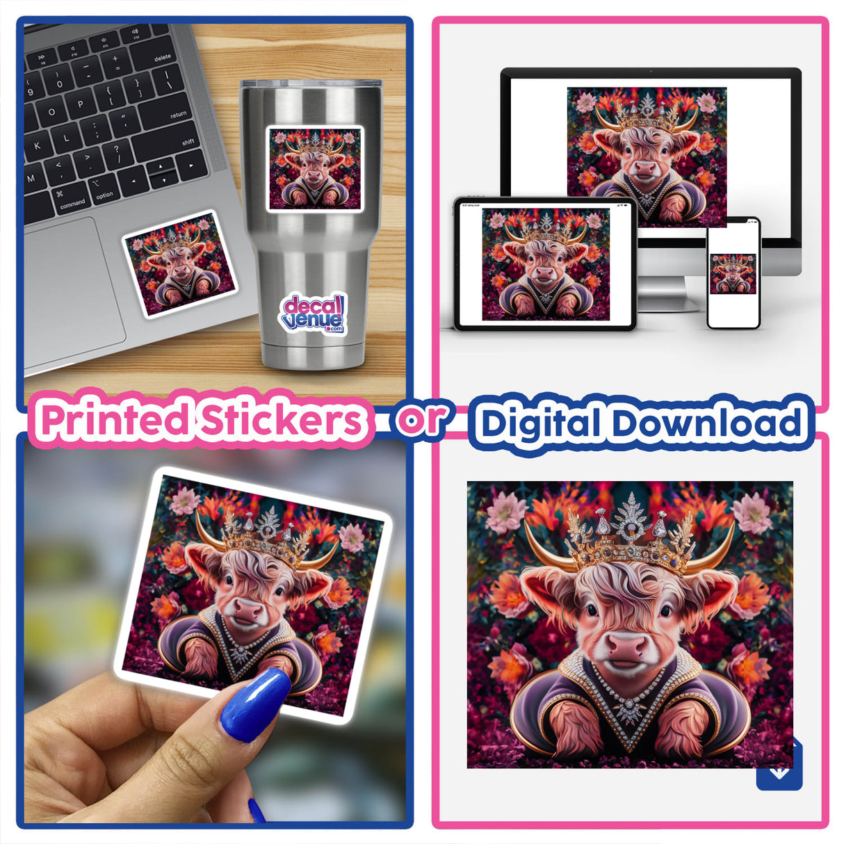 Baby Highland Cow Crown Flowers