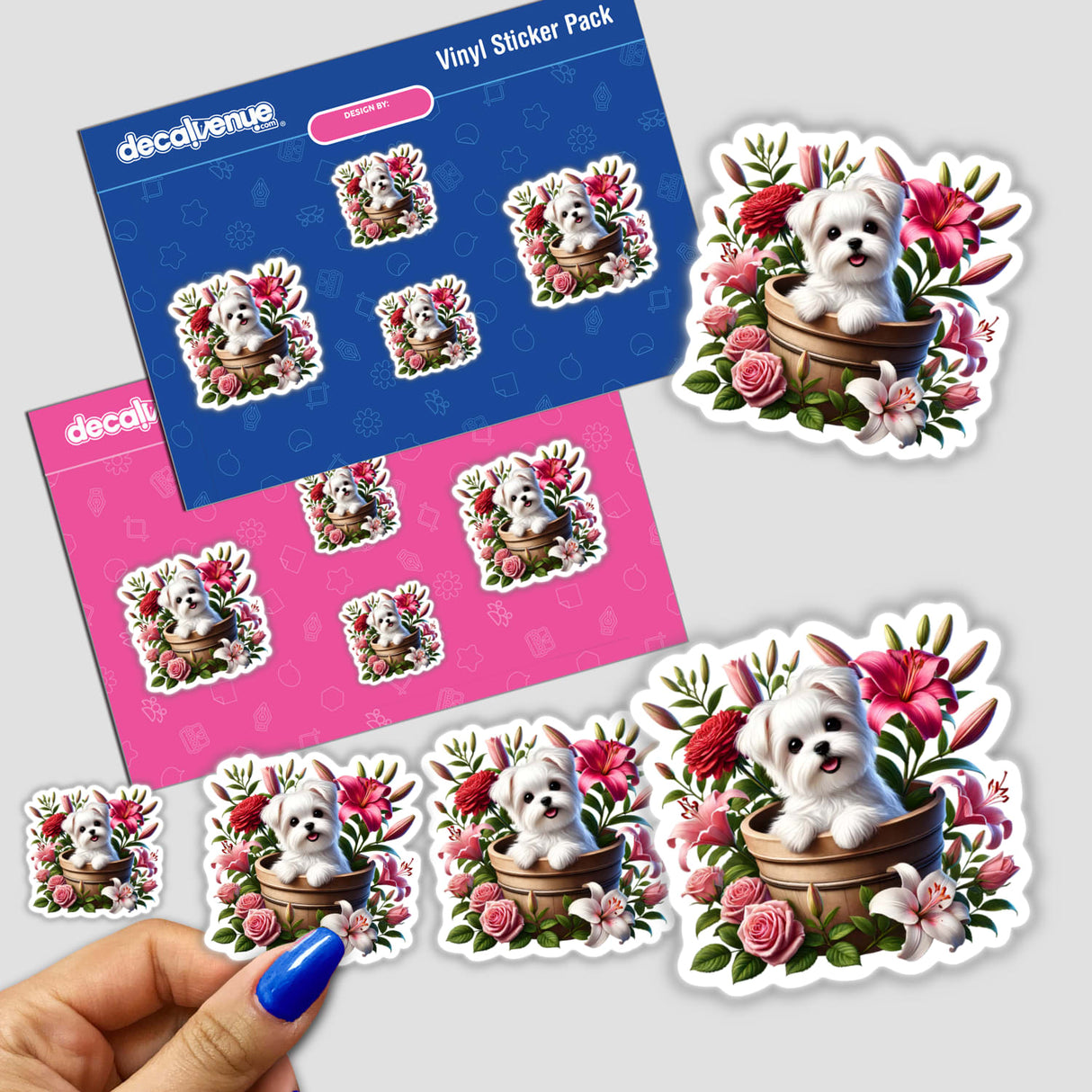 Maltese Dog Peeking Out of Flower Pot