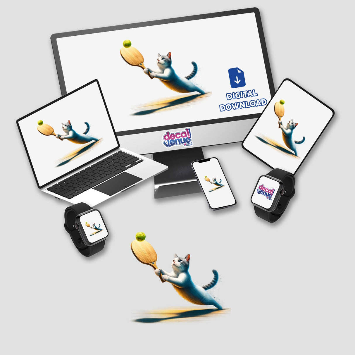 Cute Cat Playing Pickleball