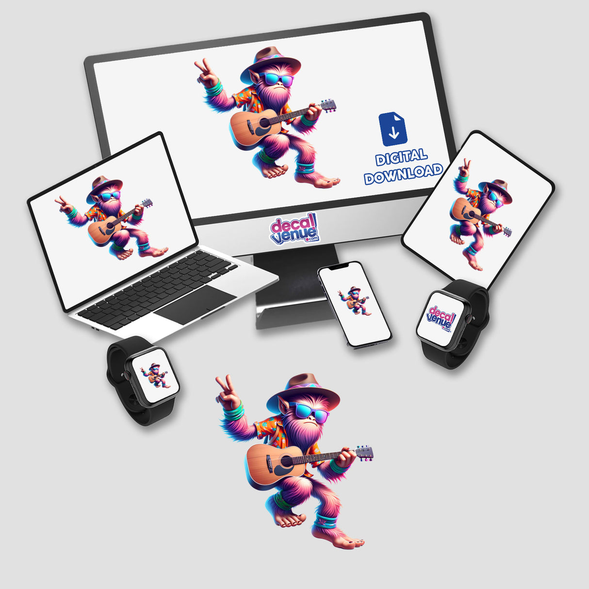 Stylish Sasquatch Playing Guitar