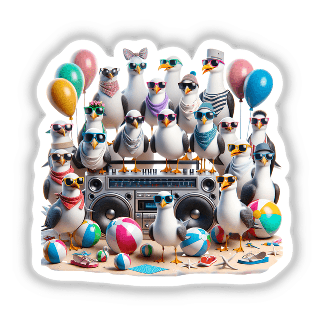 Seagulls with Sunglasses Beach Party