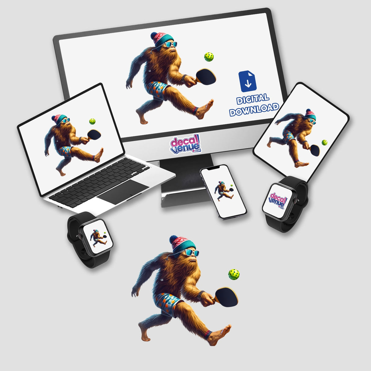 Trendy Bigfoot Playing Pickleball