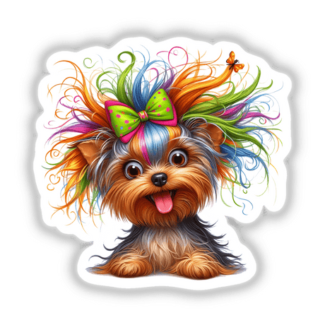 Humorous Crazy Hair Yorkie Dog