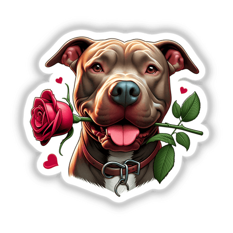 Pitbull Dog with Rose