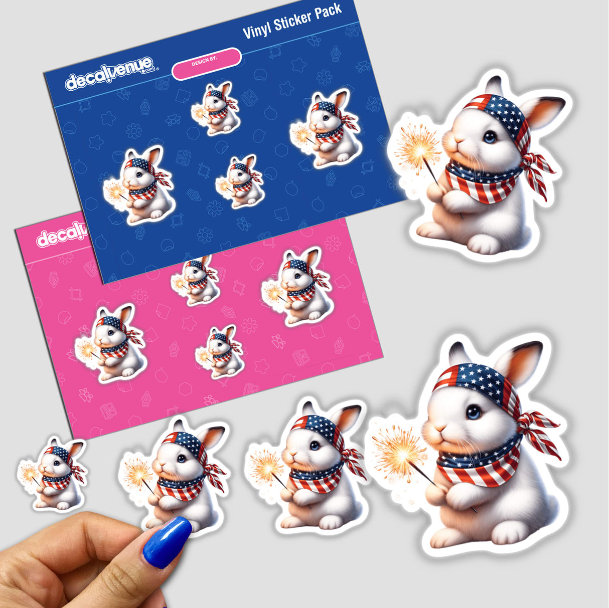 Baby Bunny Holding Sparkler 4th of July