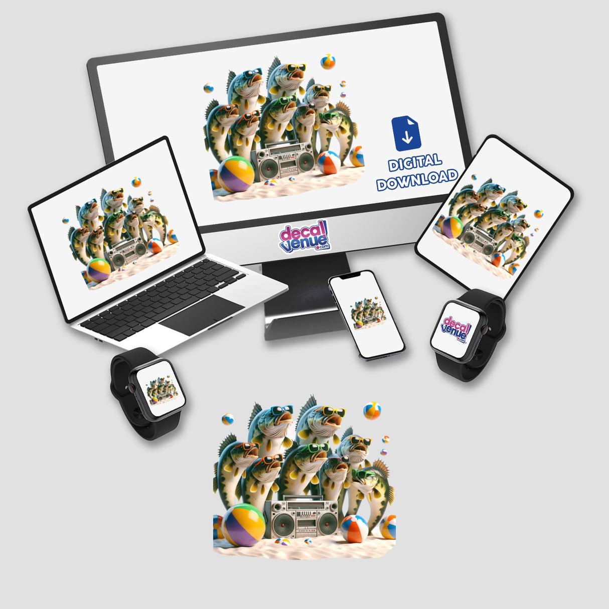 Bass Fish Summer Beach Party