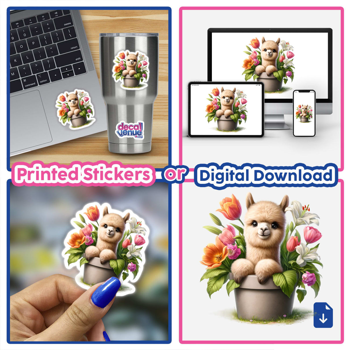 Alpaca Peeking Out of Flower Pot