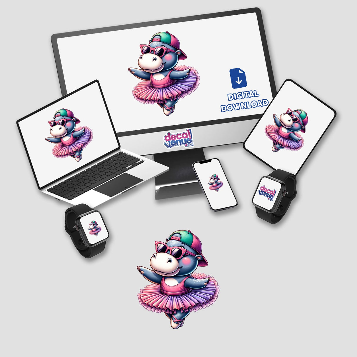 Hipster Hippo Wearing a Tutu Ballet