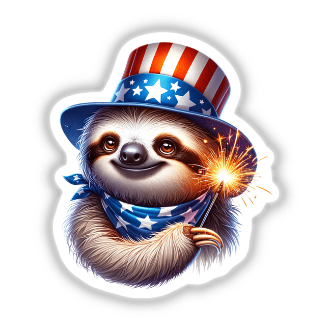 Sloth Holding Sparkler 4th of July