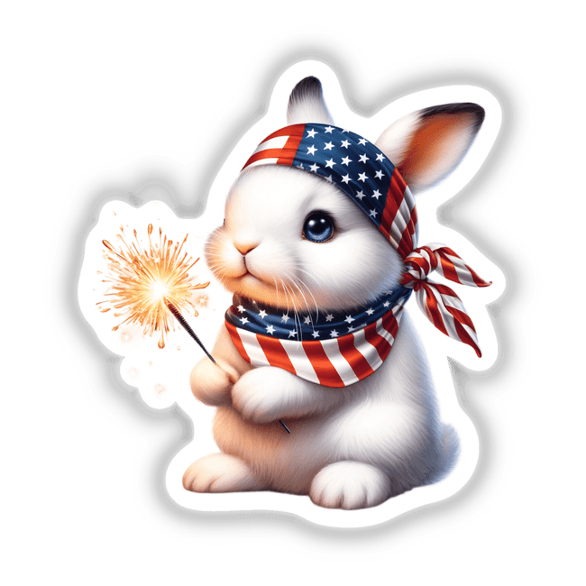 Baby Bunny Holding Sparkler 4th of July