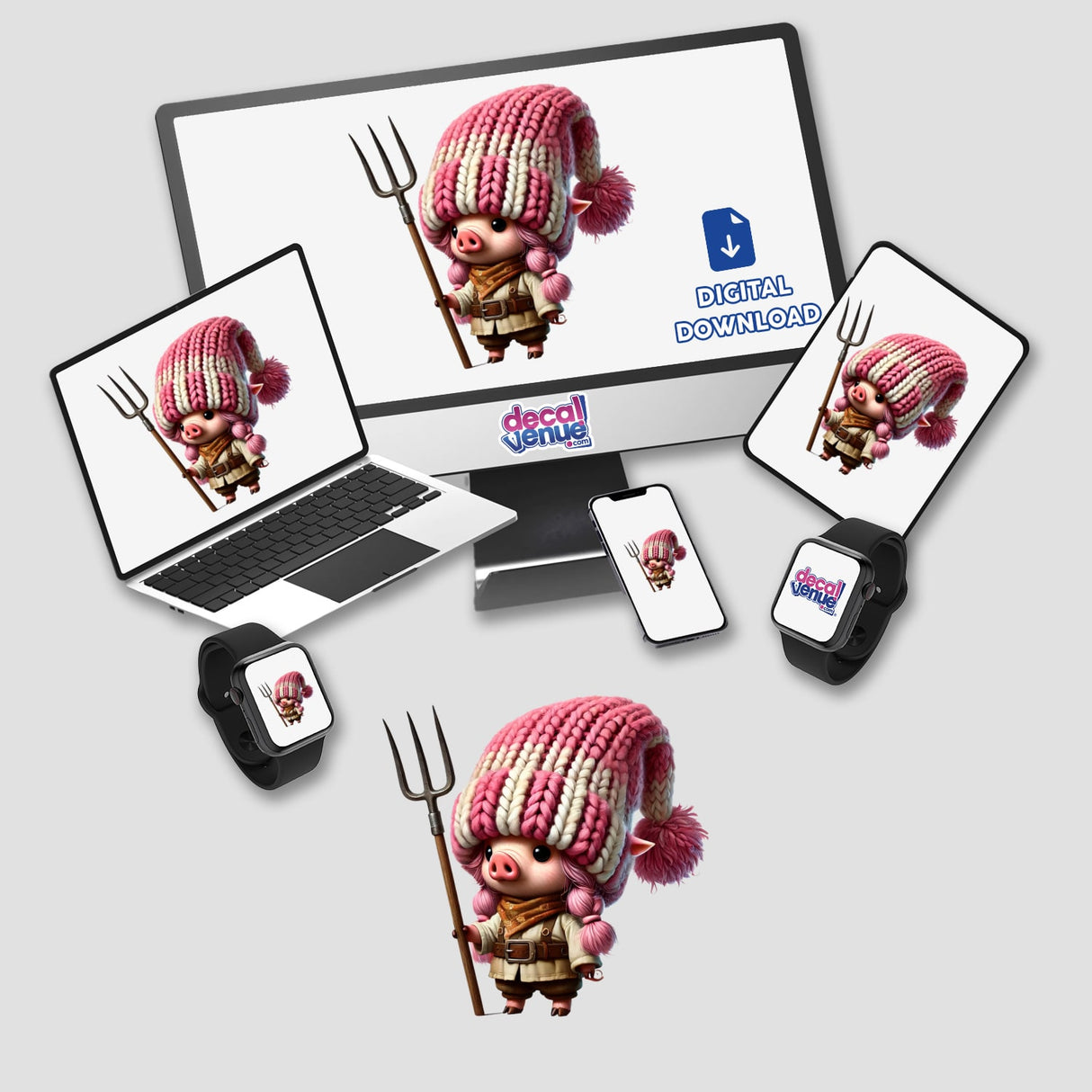 Pig Gnome with Pitchfork