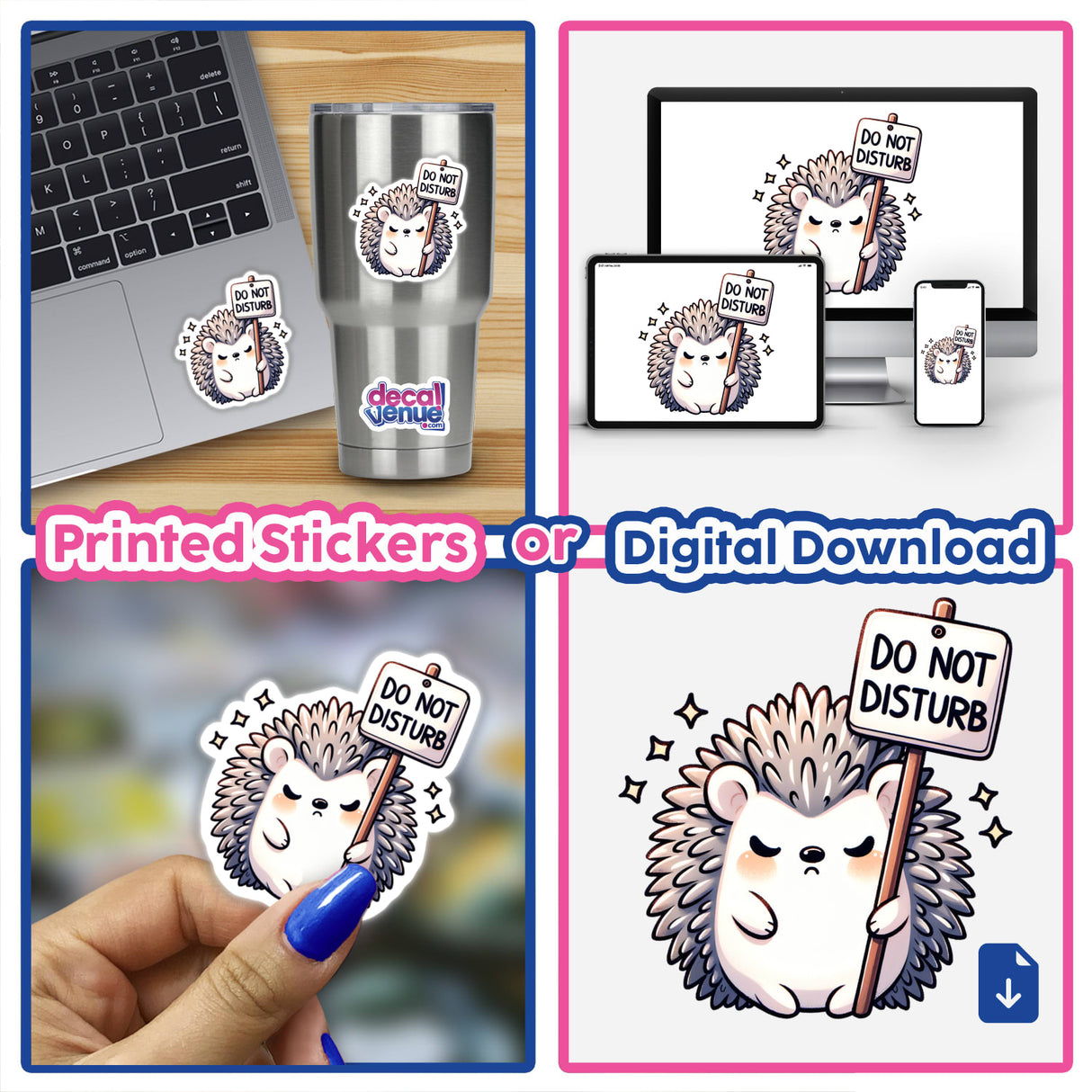 Grumpy Hedgehog Holding Do Not Disturb Sign