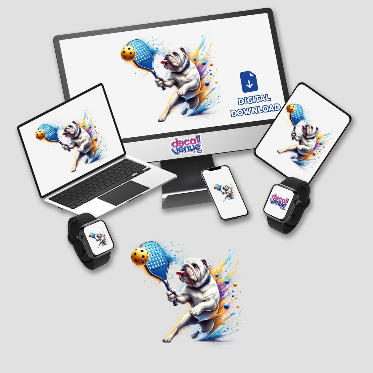 Bulldog Dog Playing Pickleball