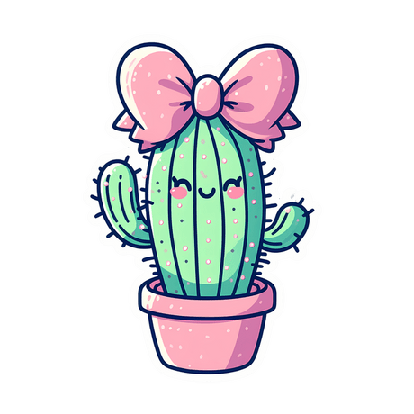 Charming Cactus with a Bow