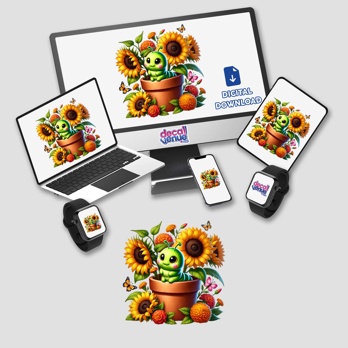 Caterpillar Peeking Out of Flower Pot