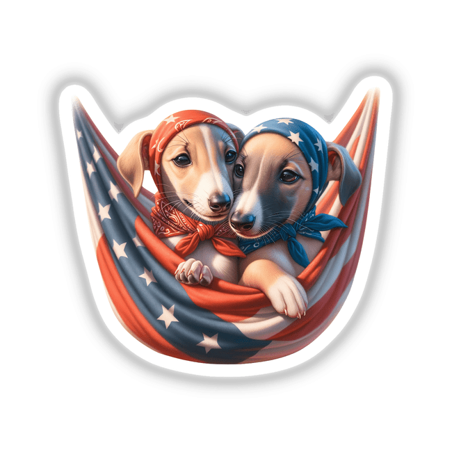 Greyhound Dogs in American Flag Bandana Hammock