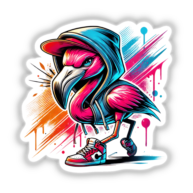 Flamingo Wearing Hoodie Urban Vibes